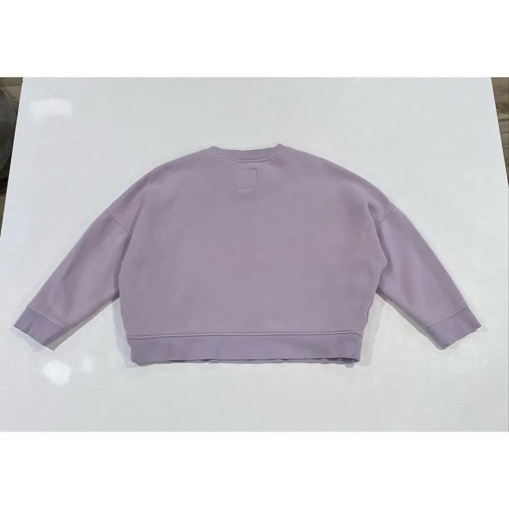 Madewell MWL Lavender Cropped Sweatshirt Small Organic Cotton Boxy Pullover